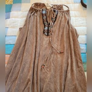 Janet Chung Tank Top * Faux Suede * Keyhole * Boho * Native